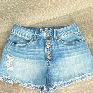 Rewash Denim Blue Button-Up Jean Shorts
